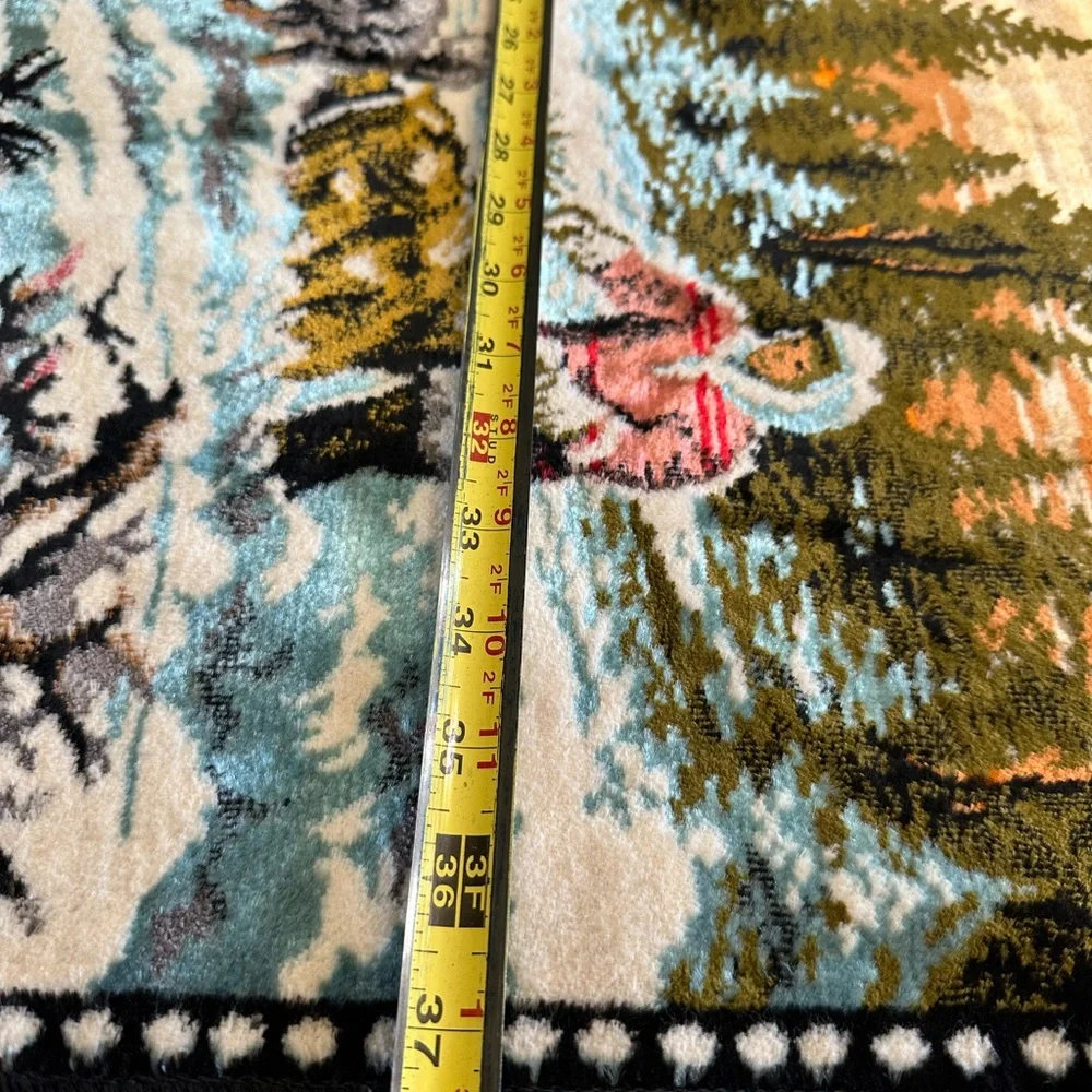 Velvet wall Tapestry -Dog Sled Tapestry- Made in Italy 1965